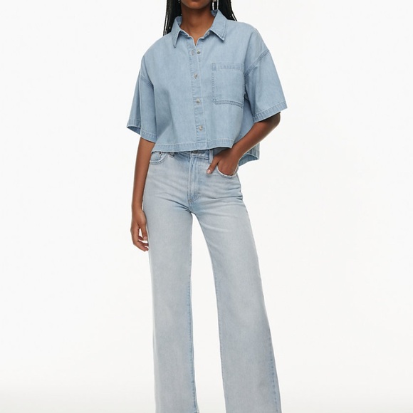 Denim Forum Denim - Denim Forum Light Blue High-Rise Wide Leg Jeans